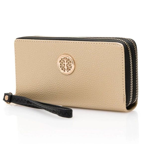 Metal Detail Metalic Leather Long Wallet - Picture 2 of 4